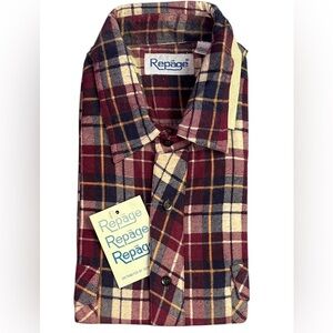Vintage 80’s Repage Plaid Flannel Button Down Long Sleeve Shirt NWT